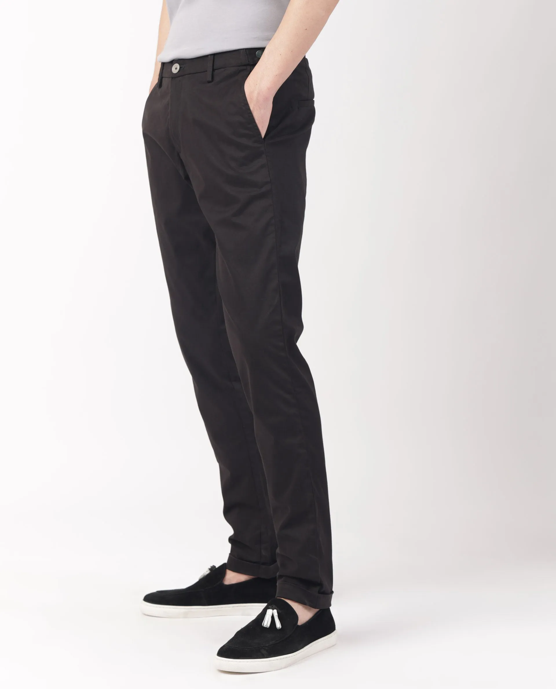 Rare Rabbit Men's Trews-22 Black Solid Mid-Rise Regular Fit Trouser