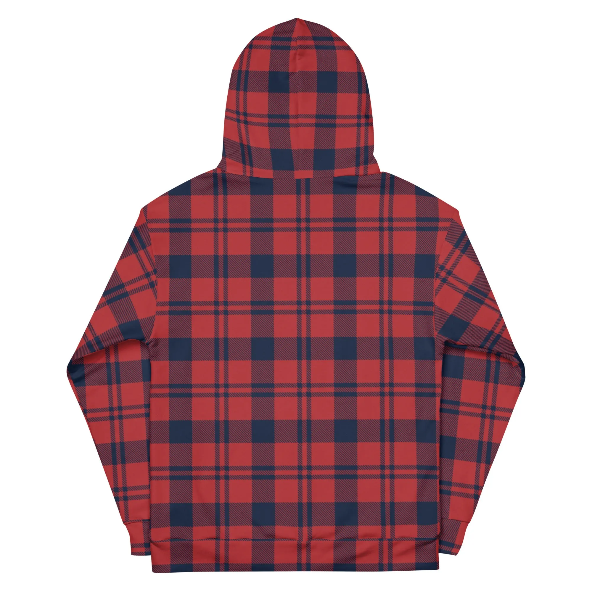 Red Plaid Print Unisex Hoodie, Plaid Print Unisex Soft Fleece Designer Hoodie- Made in USA/MX/EU