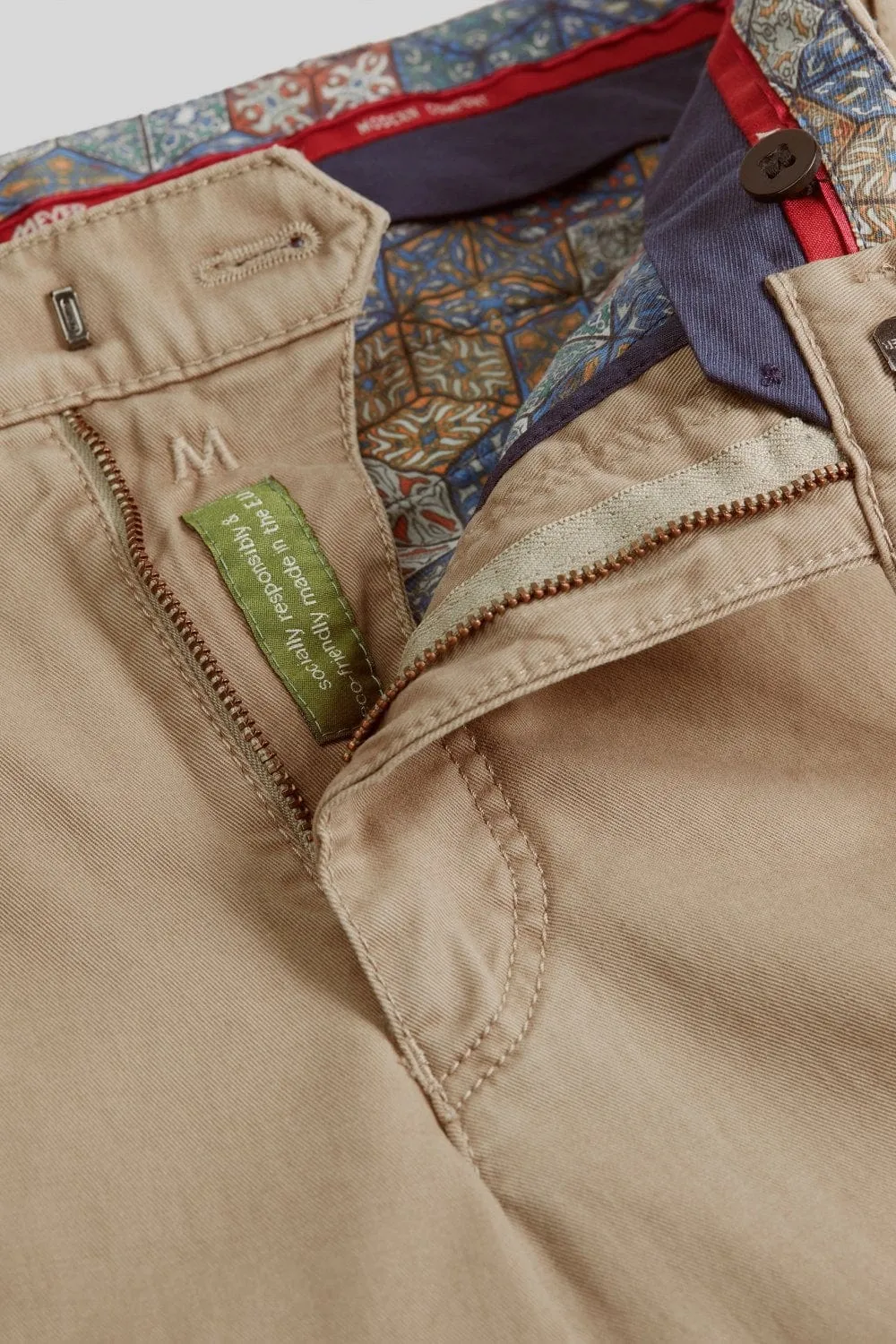 Roma Cotton Stretch Regular Chinos - Beige