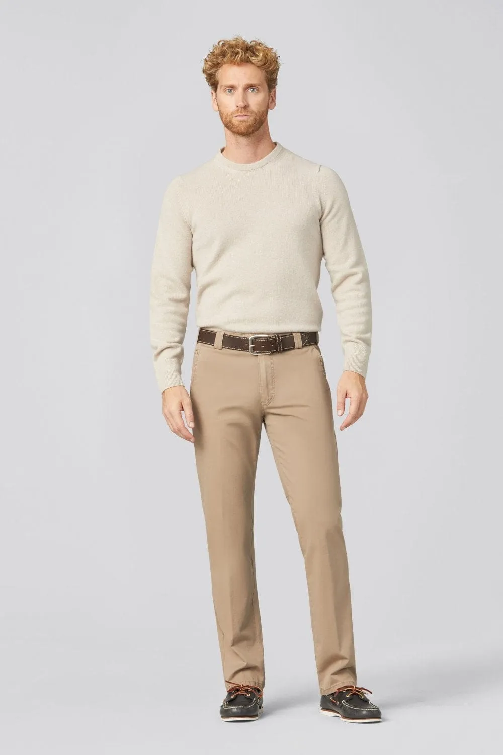 Roma Cotton Stretch Regular Chinos - Beige