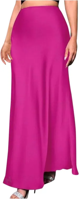 Satin Silk Skirt for Women Solid Color High Waisted Cocktail Party Wedding Skirts Summer Casual Sexy Mermaid Skirts