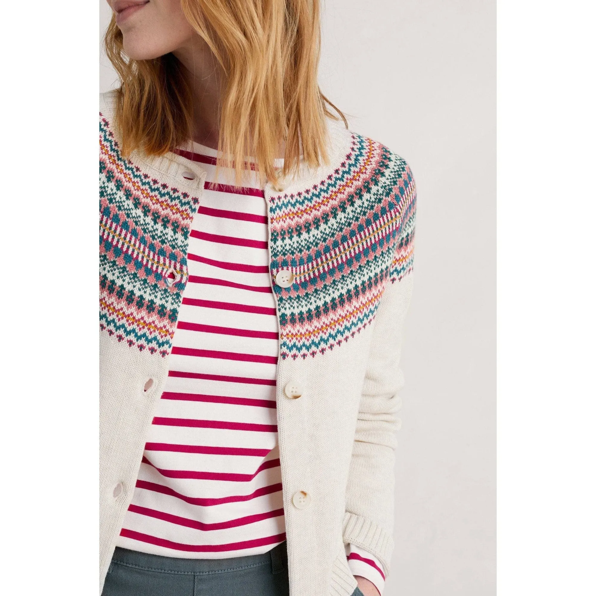 Seasalt Sweet Pea Cardigan Fence Floral Wild Berry