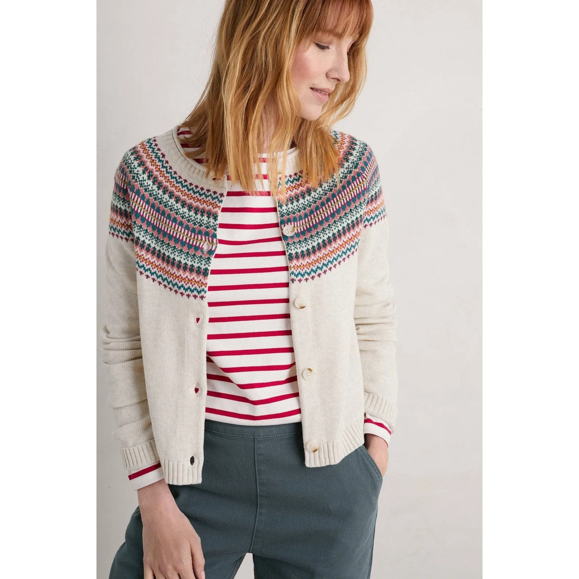 Seasalt Sweet Pea Cardigan Fence Floral Wild Berry