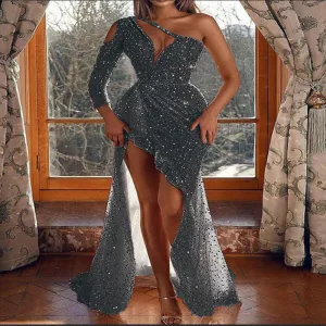 Sensual Single-Shoulder Bag Hip Banquet Dress