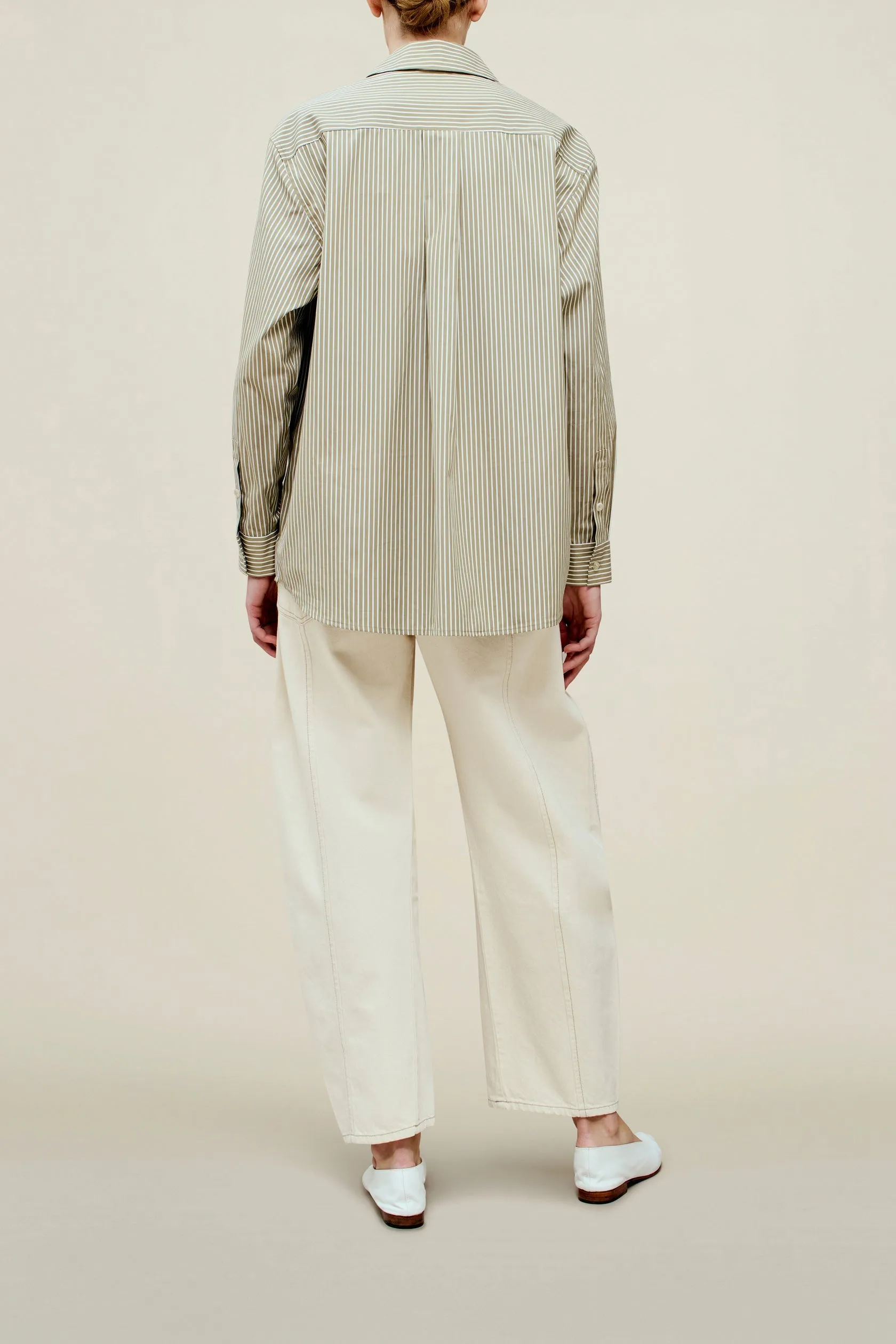 Signature Button Down, Taupe/White Stripe