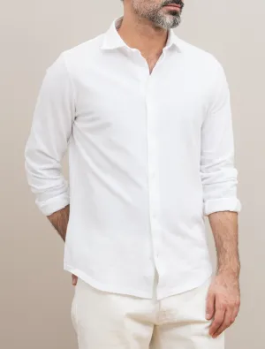 Steve Organic Cotton Pique Shirt White