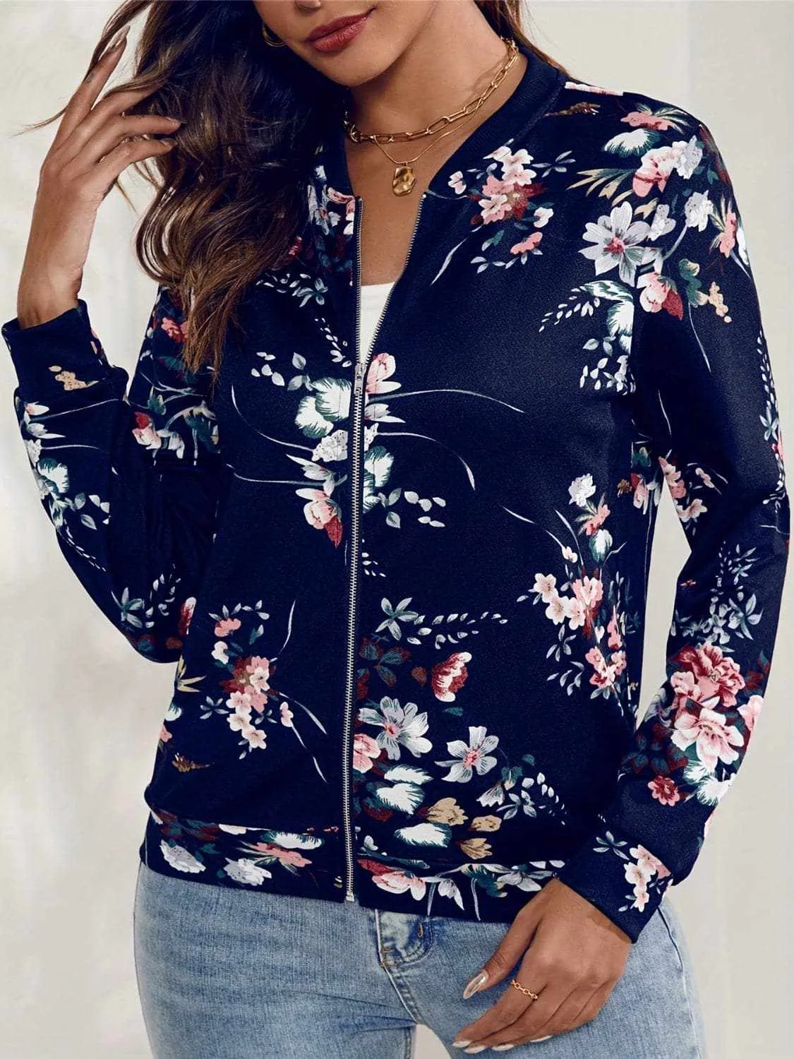 Stylish printed long sleeve jacket