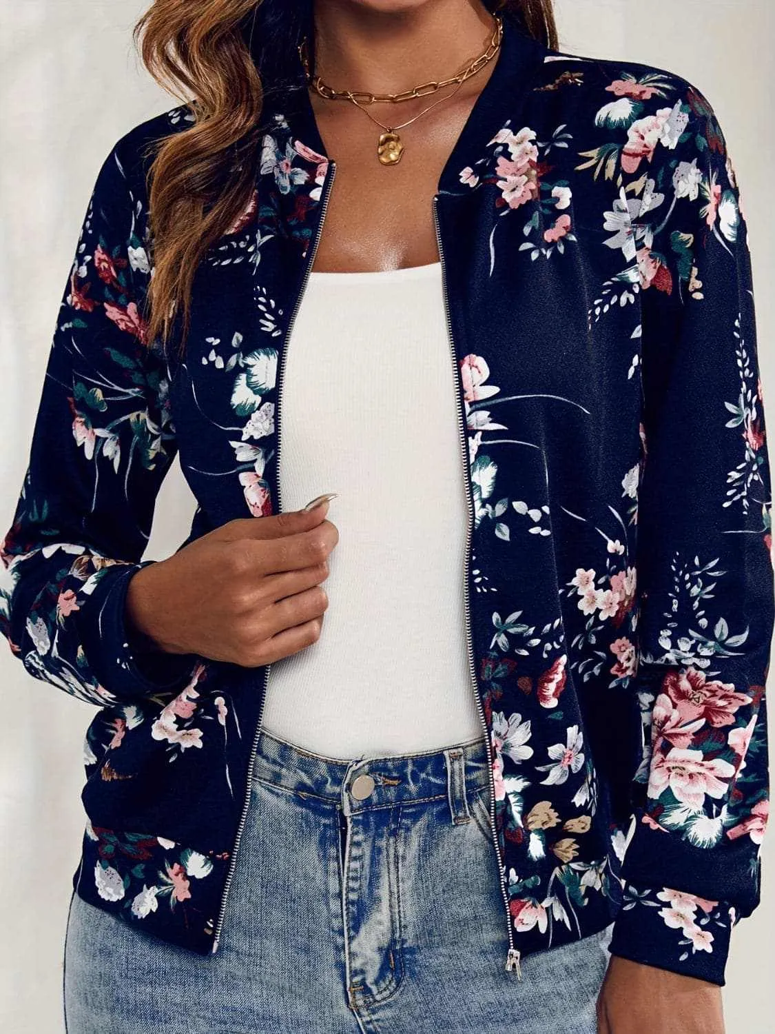Stylish printed long sleeve jacket
