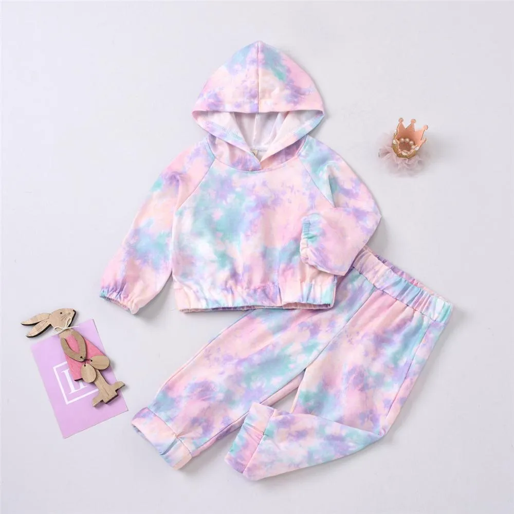 Unisex Hooded Tie-dye Long Sleeve Top & Trousers Toddler Wholesale