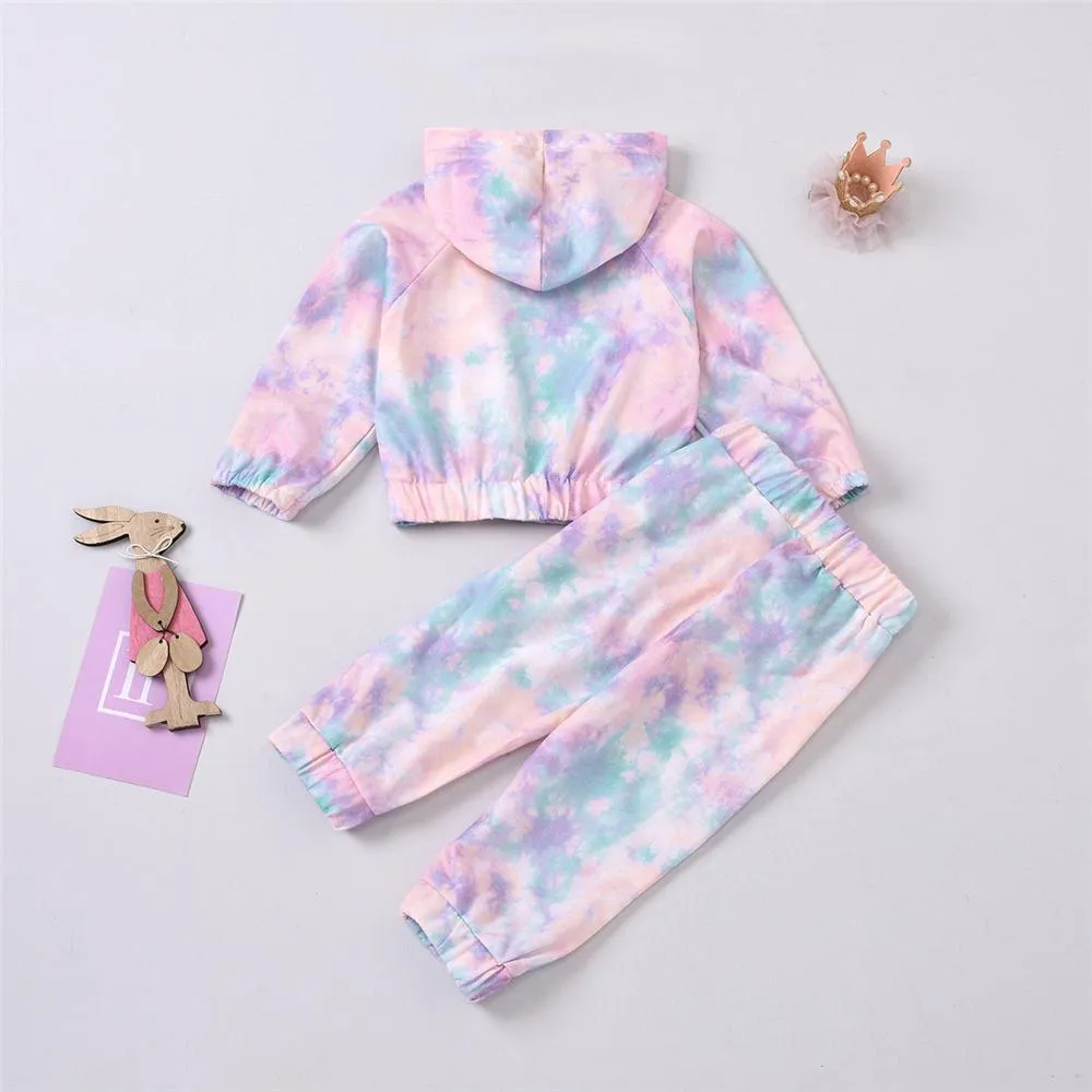 Unisex Hooded Tie-dye Long Sleeve Top & Trousers Toddler Wholesale