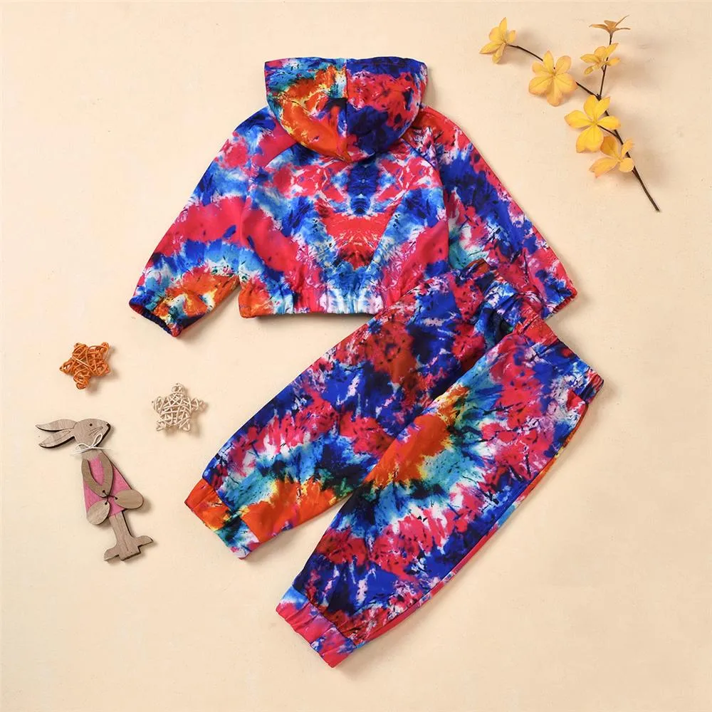 Unisex Hooded Tie-dye Long Sleeve Top & Trousers Toddler Wholesale