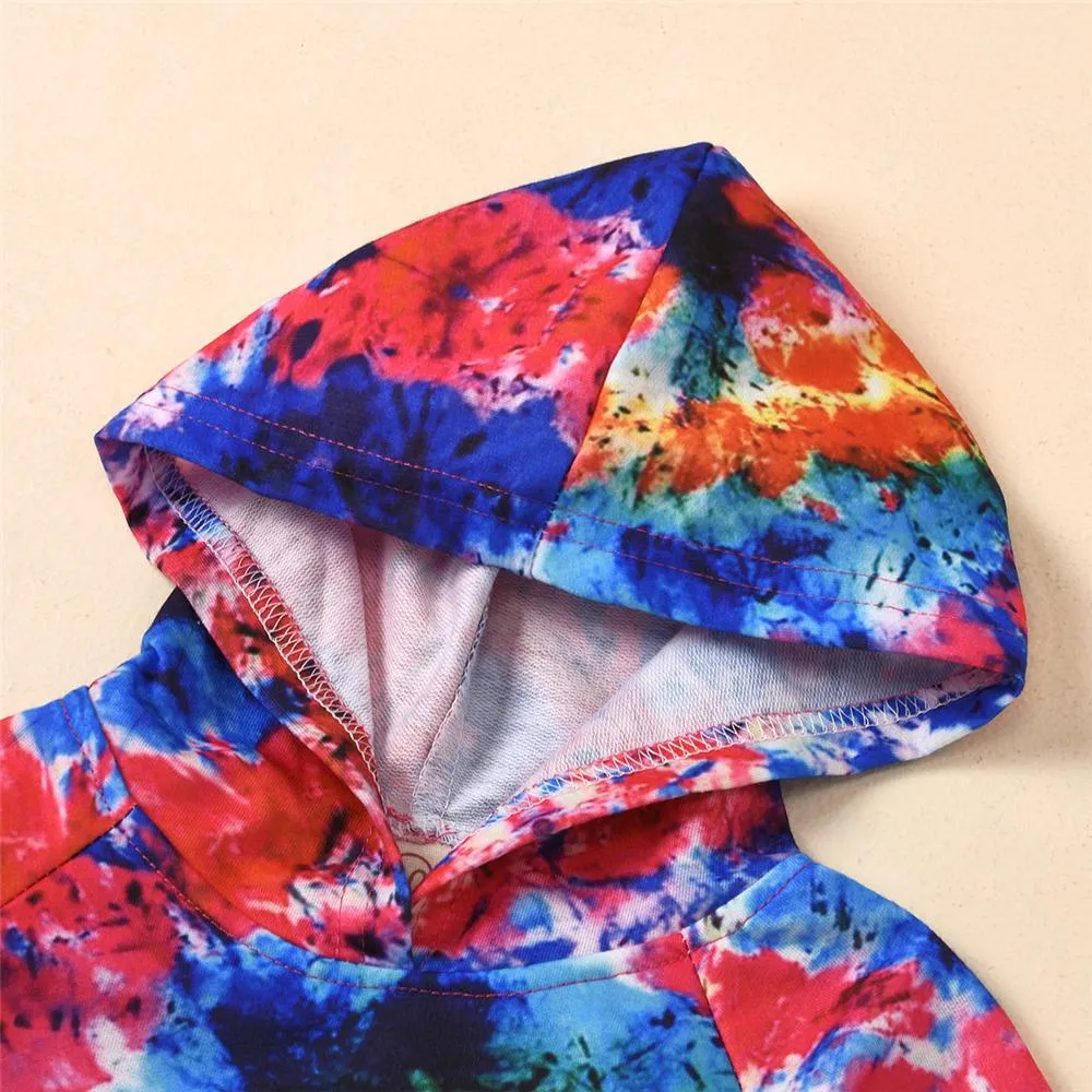 Unisex Hooded Tie-dye Long Sleeve Top & Trousers Toddler Wholesale