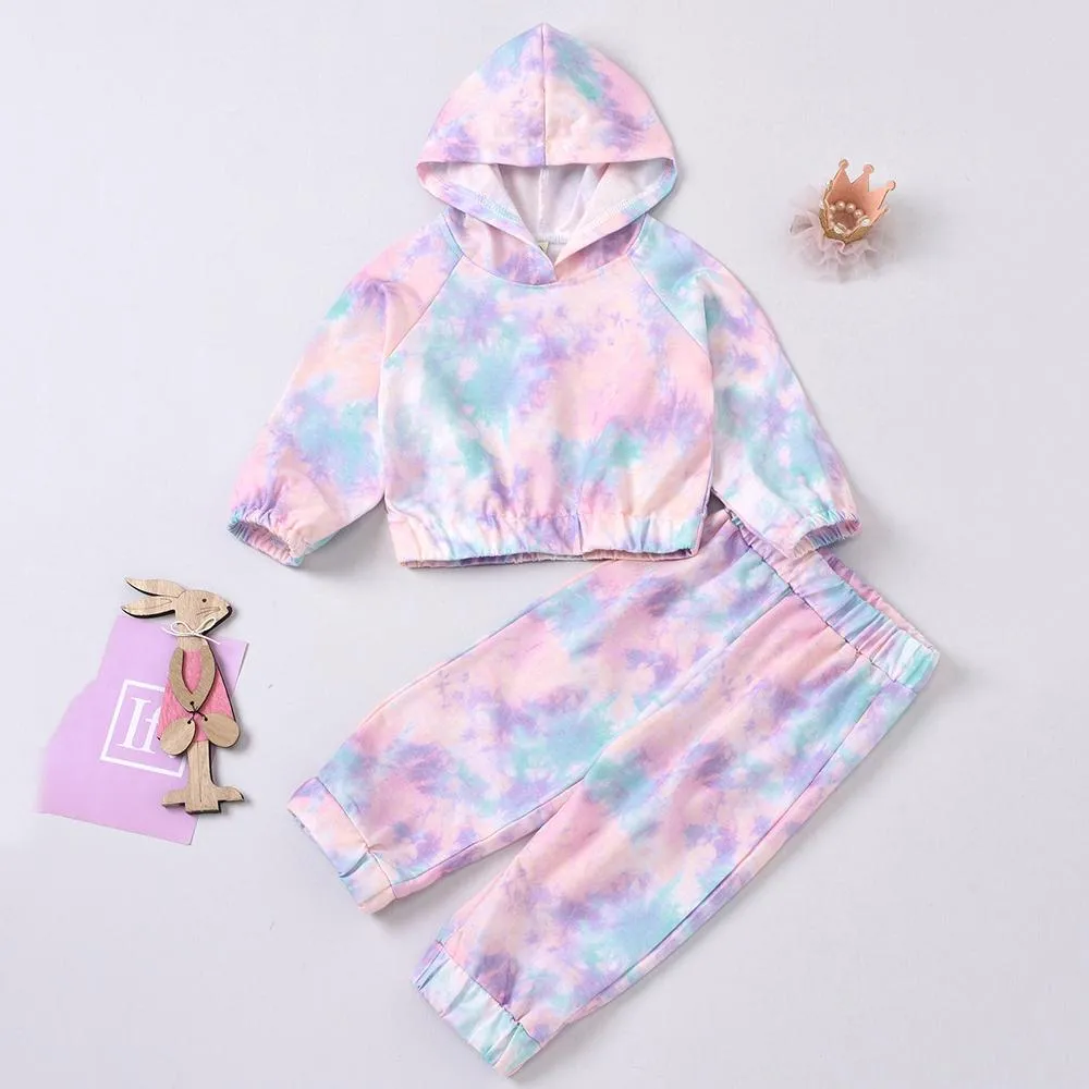 Unisex Hooded Tie-dye Long Sleeve Top & Trousers Toddler Wholesale