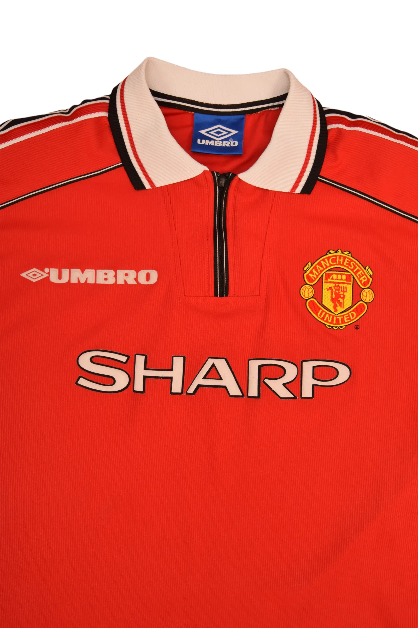 Vintage Manchester United Umbro 1998 1999 2000 Home Football Shirt Red Sharp Vape Tech Size L
