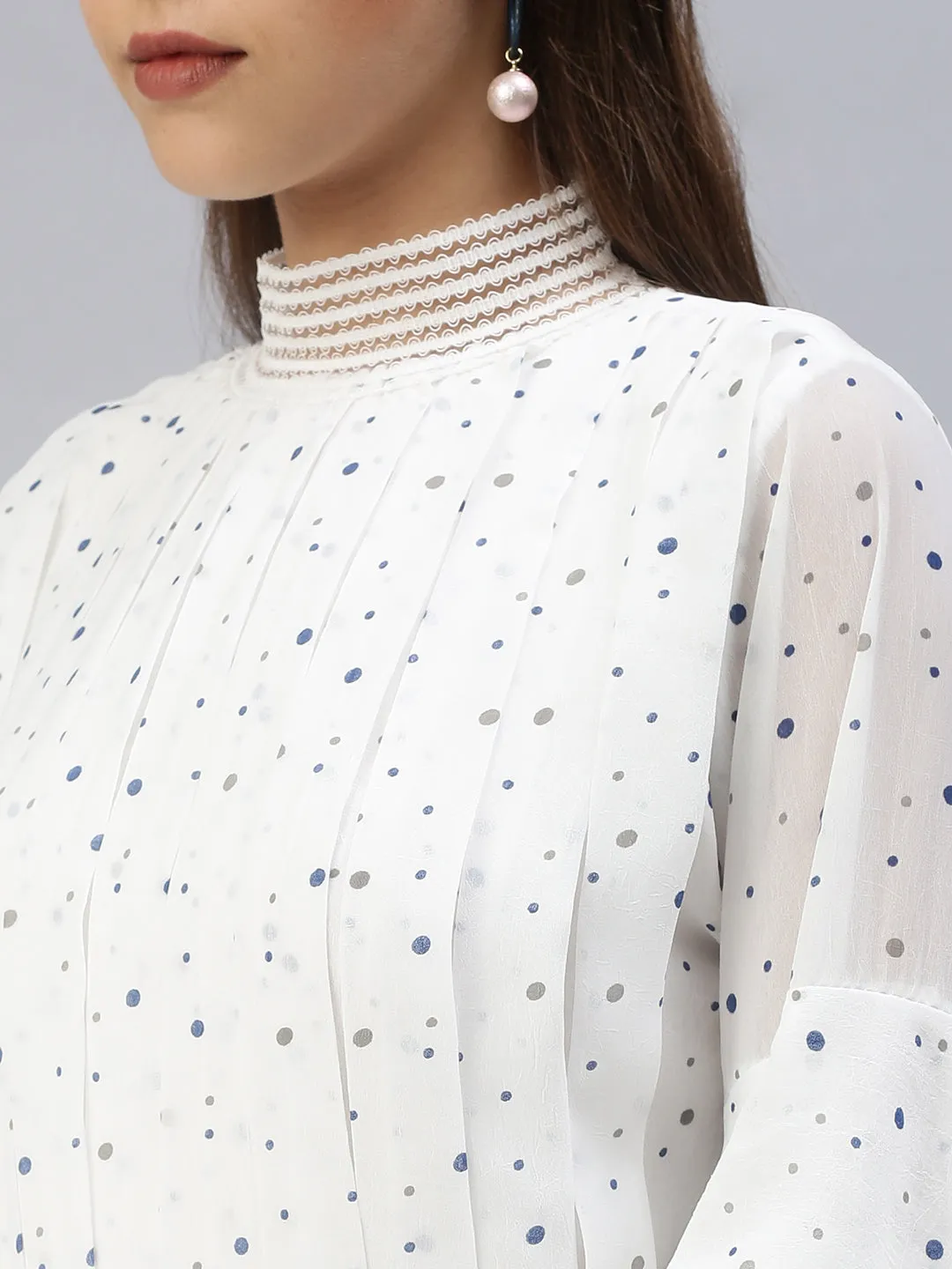 Women Printed Casual Fit and Flare White Dress