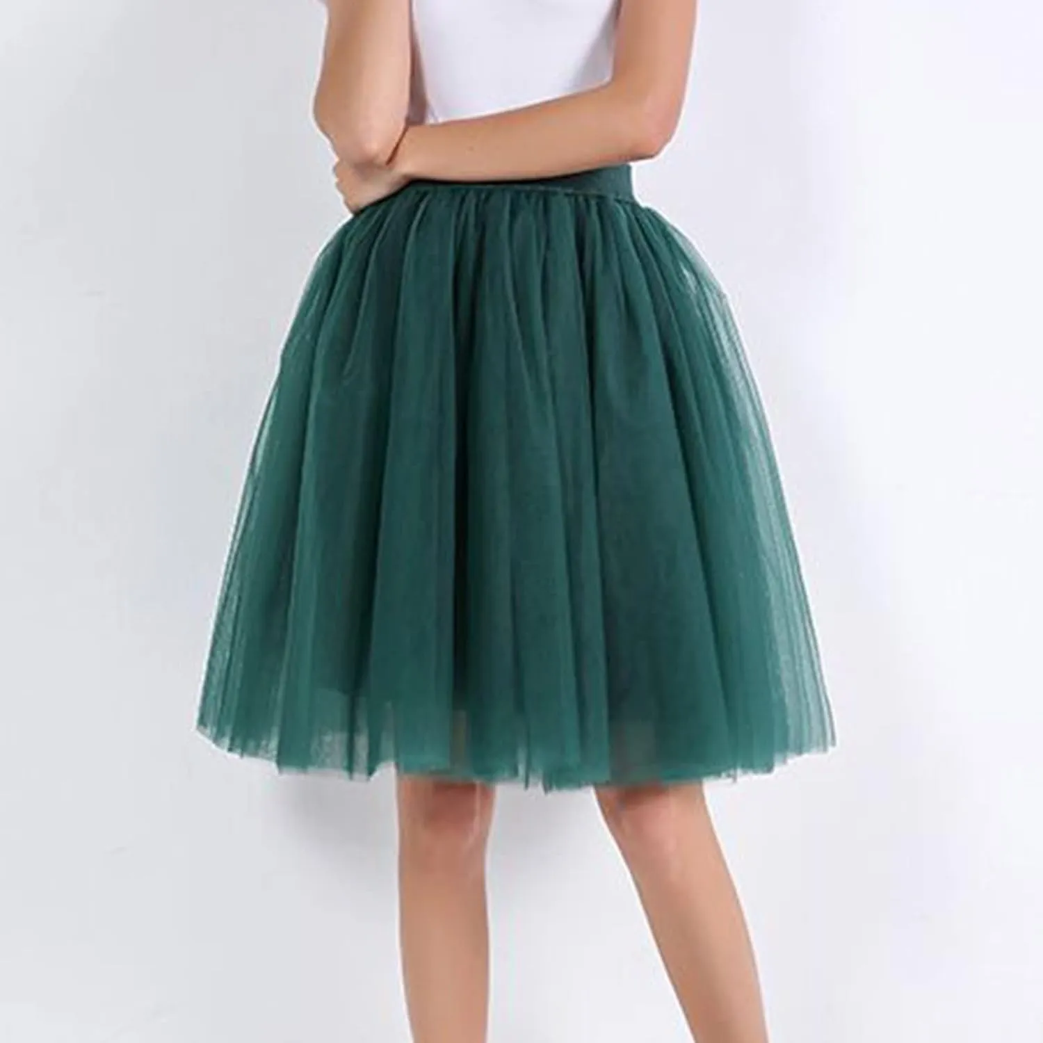 Women's A-Line High Waisted Midi Skirt Women's Classic Layered Tulle Skirt for Adult Teen Swim Skirt Bottoms for