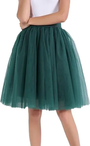 Women's A-Line High Waisted Midi Skirt Women's Classic Layered Tulle Skirt for Adult Teen Swim Skirt Bottoms for