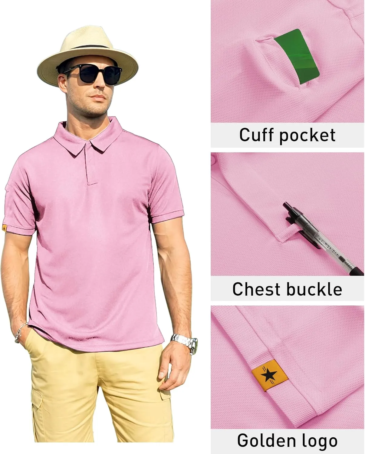 ZITY Mens Polo Shirt Short Sleeve Sports Tactical T-Shirt Athletic Golf Polos Daily Casual Stylish Collared Shirts for Men